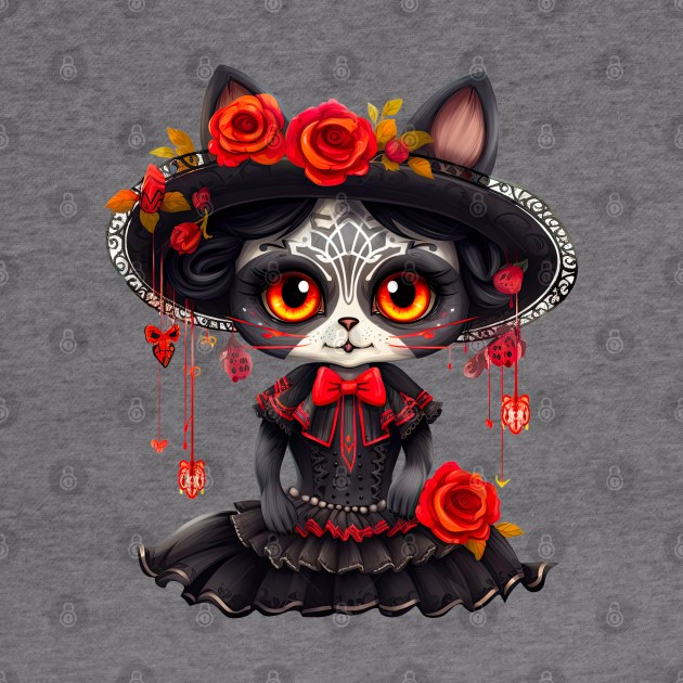 Dia de los Muertos Cat #2 by Chromatic Fusion Studio